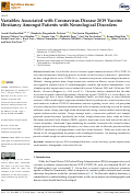 Cover page: Variables Associated with Coronavirus Disease 2019 Vaccine Hesitancy Amongst Patients with Neurological Disorders.