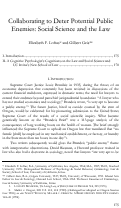 Cover page: Collaborating to Deter Potential Public Enemies: Social Science and the Law