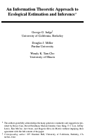 Cover page: An Information Theoretic Approach to Ecological Estimation and Inference