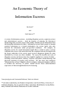 Cover page of An Economics Theory of Information Escrows