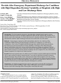 Cover page: Revisits After Emergency Department Discharge for Conditions with High Disposition-Decision Variability at Hospitals with High and Low Discharge Rates