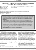 Cover page: Case Report: Delayed Presentation of Bowel Obstruction Caused by Blunt Abdominal Trauma