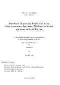 Cover page: Functions of prosodic boundaries in an edge-prominence language: Marking focus and phrasing in Seoul Korean