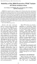 Cover page: Stability of the Mild Protective ‘PIAC’ Isolate of Citrus tristeza virus