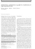 Cover page: Global Binary Optimization on Graphs for Classification of High Dimensional Data