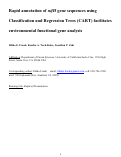 Cover page: Rapid annotation of nifH gene sequences using classification and regression trees facilitates environmental functional gene analysis