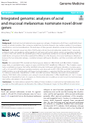 Cover page: Integrated genomic analyses of acral and mucosal melanomas nominate novel driver genes.