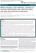 Cover page: Media, messages, and medication: strategies to reconcile what patients hear, what they want, and what they need from medications