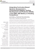 Cover page: Integrating Curriculum-Based Dynamic Assessment in Computerized Adaptive Testing: Development and Predictive Validity of the EDPL-BAI Battery on Reading Competence.