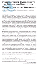 Cover page: Filipino Formal Caregivers to the Elderly and Normalized Exploitation in the Workplace