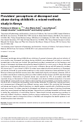 Cover page: Providers’ perceptions of disrespect and abuse during childbirth: a mixed-methods study in Kenya