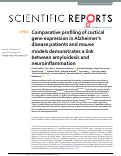 Cover page: Comparative profiling of cortical gene expression in Alzheimers disease patients and mouse models demonstrates a link between amyloidosis and neuroinflammation.