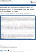 Cover page: Molecular characterization of vernalization and response genes in bread wheat from the Yellow and Huai Valley of China