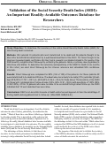 Cover page: Validation of the Social Security Death Index (SSDI): An Important Readily-Available Outcomes Database for Researchers