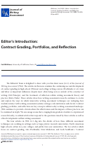 Cover page: Editor’s Introduction: Contract Grading, Portfolios, and Reflection
