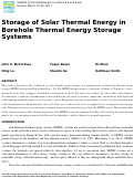 Cover page: Storage of Solar Thermal Energy in Borehole Thermal Energy Storage Systems