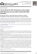 Cover page: Unmet Need for ADL Assistance Is Associated With Mortality Among Older Adults With Mild Disability