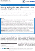 Cover page: Genome analysis of a major urban malaria vector mosquito, Anopheles stephensi