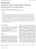 Cover page: Eye blink rate predicts reward decisions in adolescents