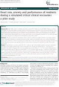 Cover page: Heart rate, anxiety and performance of residents during a simulated critical clinical encounter: a pilot study