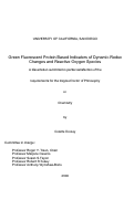 Cover page: Green fluorescent protein based indicators of dynamic redox changes and reactive oxygen species