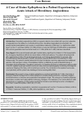 Cover page: A Case of Status Epilepticus in a Patient Experiencing an&nbsp;Acute Attack of Hereditary Angioedema