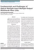 Cover page: Fundamentals and challenges of optical multiple-input multiple-output multimode fiber links