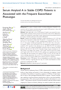 Cover page: Serum Amyloid A in Stable COPD Patients is Associated with the Frequent Exacerbator Phenotype