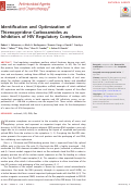 Cover page: Identification and Optimization of Thienopyridine Carboxamides as Inhibitors of HIV Regulatory Complexes