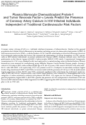 Cover page: Plasma Monocyte Chemoattractant Protein-1 and Tumor Necrosis Factor-α Levels Predict the Presence of Coronary Artery Calcium in HIV-Infected Individuals Independent of Traditional Cardiovascular Risk Factors