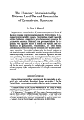 Cover page: The Necessary Interrelationship between Land Use and Preservation of Groundwater Resources