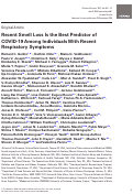 Cover page: Recent Smell Loss Is the Best Predictor of COVID-19 Among Individuals With Recent Respiratory Symptoms.