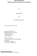 Cover page: International IPOs, Market Segmentation, and Investor Recognition