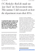 Cover page of UC Berkeley ResLife made me “pay-back” my bereavement time. This summer I did research on how the department treats their RA’s.