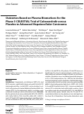 Cover page: Outcomes based on plasma biomarkers for the phase III CELESTIAL trial of cabozantinib (C) versus placebo (P) in advanced hepatocellular carcinoma (aHCC)