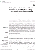 Cover page: Making Waves in the Brain: What Are Oscillations, and Why Modulating Them Makes Sense for Brain Injury.