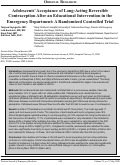 Cover page: Adolescents’ Acceptance of Long-Acting Reversible Contraception After an Educational Intervention in the Emergency Department: A Randomized Controlled Trial