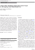 Cover page: Change What? Identifying Quality Improvement Targets by Investigating Usual Mental Health Care