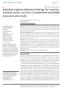 Cover page: Individual cognitive behavioral therapy for insomnia in breast cancer survivors: a randomized controlled crossover pilot study.