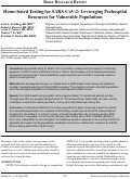 Cover page: Home-based Testing for SARS-CoV-2: Leveraging Prehospital Resources for Vulnerable Populations