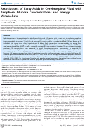 Cover page: Associations of Fatty Acids in Cerebrospinal Fluid with Peripheral Glucose Concentrations and Energy Metabolism