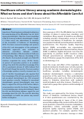 Cover page: Healthcare reform literacy among academic dermatologists: What we know and don’t know about the Affordable Care Act