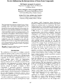 Cover page: Factors Influencing the Interpretation of Noun-Noun Compounds