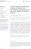 Cover page: Clinical, imaging, and biomarker evidence of amyloid- and tau-related neurodegeneration in late-onset epilepsy of unknown etiology.