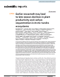 Cover page: Earlier snowmelt may lead to late season declines in plant productivity and carbon sequestration in Arctic tundra ecosystems