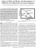 Cover page: Limits of NbTi and Nb3Sn, and Development of W&amp;R Bi-2212 High Field Accelerator Magnets