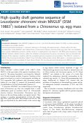 Cover page: High quality draft genome sequence of Leucobacter chironomi strain MM2LBT (DSM 19883T) isolated from a Chironomus sp. egg mass