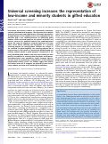 Cover page: Universal screening increases the representation of low-income and minority students in gifted education