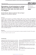 Cover page: Perceptions of and intentions to adopt HIV pre-exposure prophylaxis among black men who have sex with men in Los Angeles