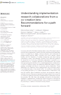 Cover page: Understanding implementation research collaborations from a co-creation lens: Recommendations for a path forward